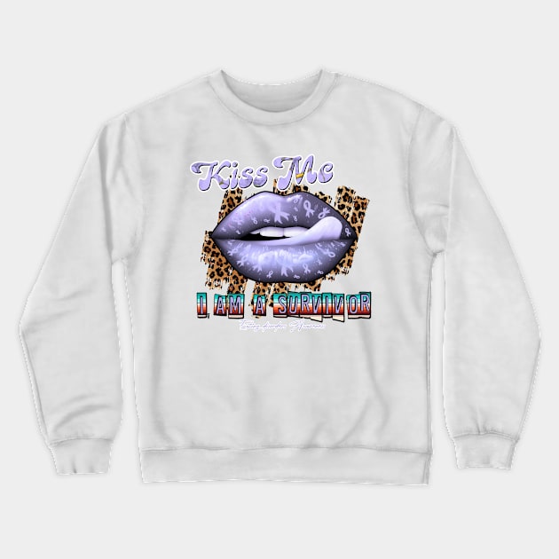 Eating disorders Awareness Ribbon Lips Kiss Me I am A Survivor Supporting GIft for Fighter Crewneck Sweatshirt by JerryCompton5879